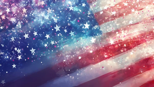 Digital American flag rendered with dispersed glowing stars