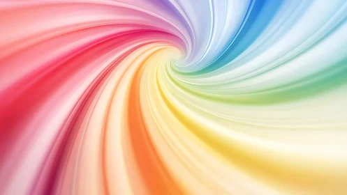 Radiant rainbow vortex with smooth swirling color bands.