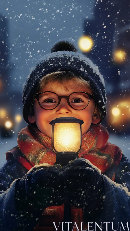 Snowlit gigglekeeper glowing against the winter hush.