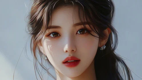 Soft-lit digital portrait of a luminous young woman’s gaze.