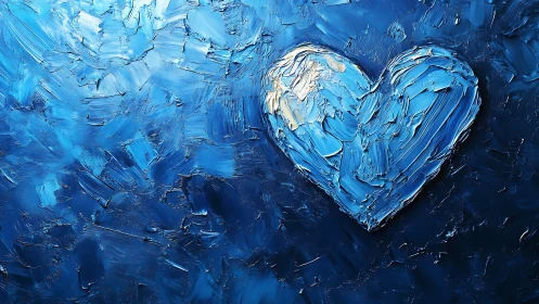 Impasto Heart Form in Blue Palette.