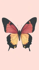 Softly poised butterfly rests in gentle pastel warmth