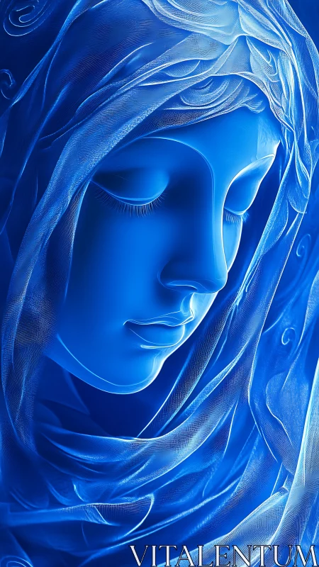 Monochromatic veiled face rendered with smooth volumetric shading