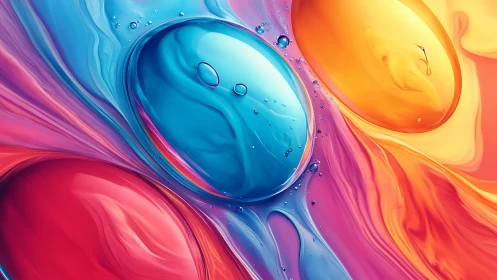 Liquid galaxies collide as neon orbs drift through color