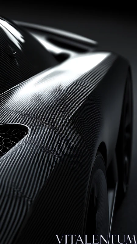Carbon fiber supercar bodywork glows under hard light