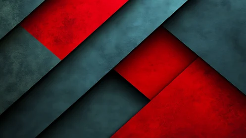 Red and teal diagonal layered geometric background design.