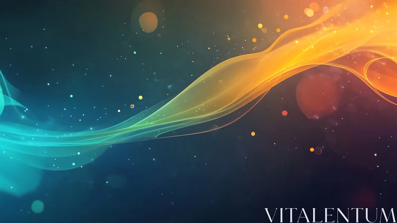 Luminous teal and orange wave of light sweeps across darkness.