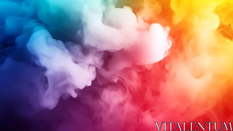 Prismatic vapor clouds swirling across gradient spectrum.