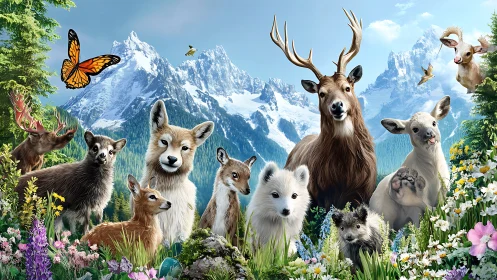 Mountain meadow critter chorus under crystal blue skies.