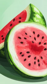Watermelon slices illustrated with flat digital shading