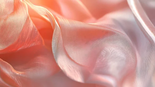 Macro study of translucent peach silk folds under soft backlight