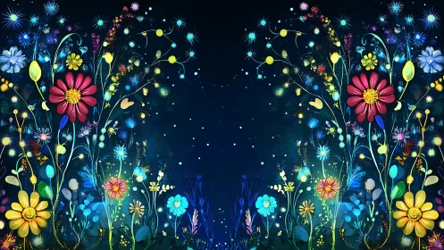 Bioluminescent Garden Symphony in Midnight Navy.