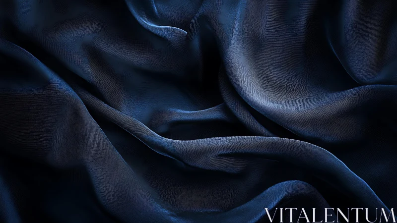Luxurious navy blue silk fabric with elegant folds, soft lighting.