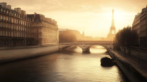 Golden Parisian riverdream quietly melts into morning light