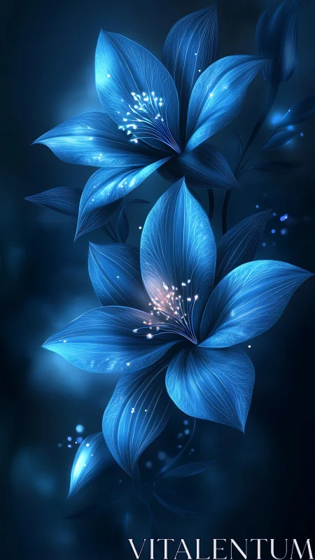 Bioluminescent Floral Array: Rendered 3D Digital Composition.