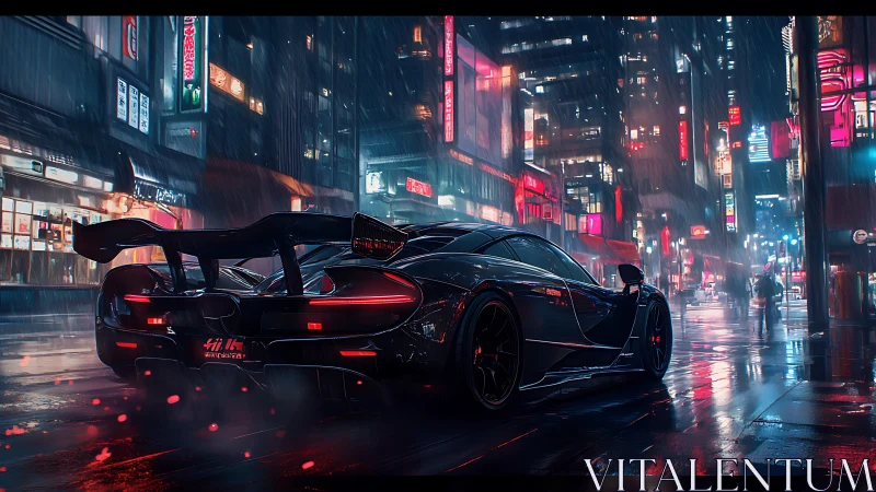 Neon rain crowns the midnight hypercar with electric hunger