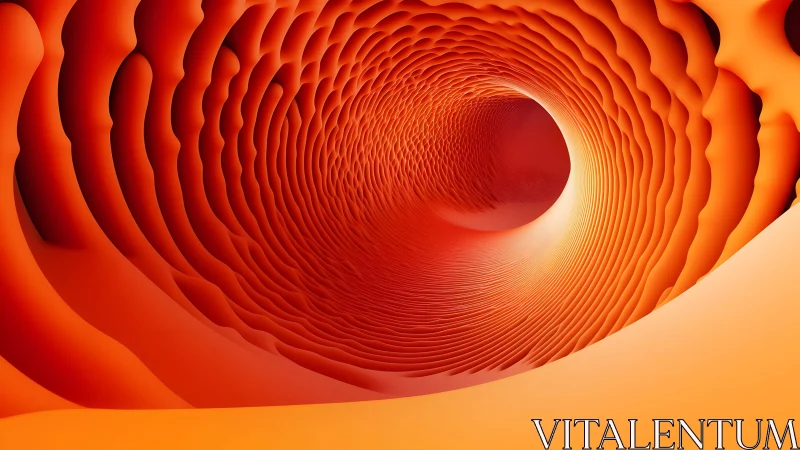 Abstract Orange Tunnel with Layered Ripple Patterns in 3D Style.