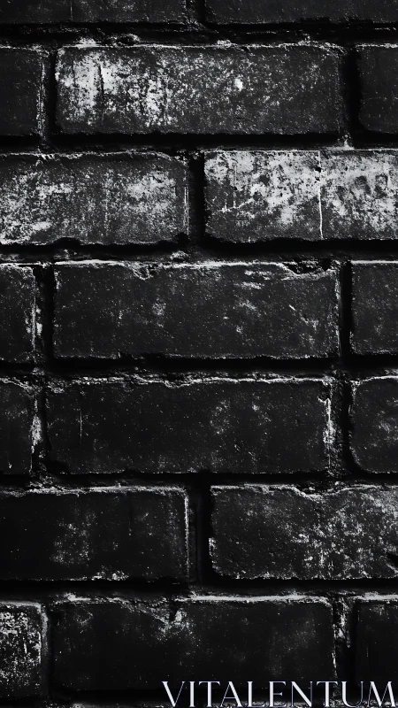 Dark weathered brick wall texture in close-up view.