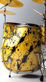 Splattered yellow drum kit hums with bold metallic thunder