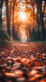 Enchanting Autumn Path Through Golden Forest Canopy