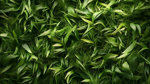 Lush layered green leaves forming dense organic pattern.