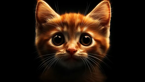 Golden Feline Portrait with Dramatic Rim Lighting.