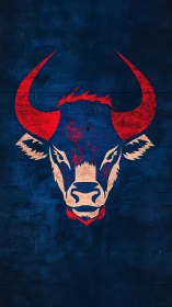Bold red bull emblem stands out on textured navy backdrop.