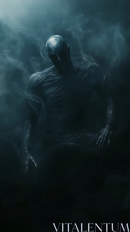 Midnight wraith uncoils from smoke soaked in quiet terror.