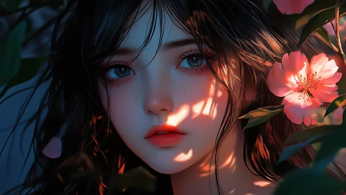 Ray-traced floral portrait with volumetric rim lighting study.