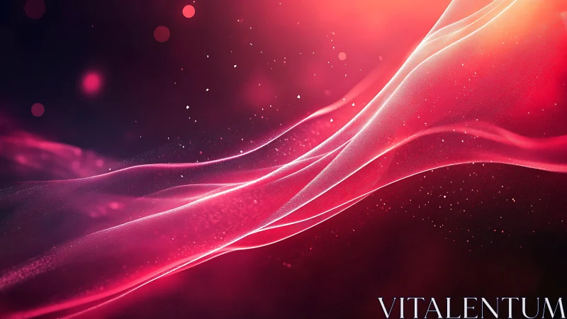 Crimson light ribbons drifting through sparkling cosmos.