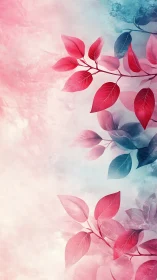 Dual-tone botanical branches in soft pastel gradient haze.