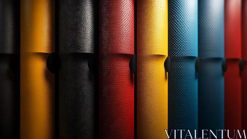 Chromatic cylindrical textures under raking light, high contrast.