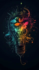 Chromatic daydream bulb spilling wild electric imagination.
