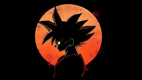 Bold anime warrior stands calm before a blazing red moon