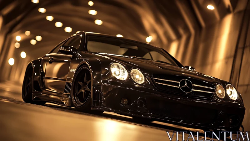 Midnight tunnel predator glides low in molten amber light