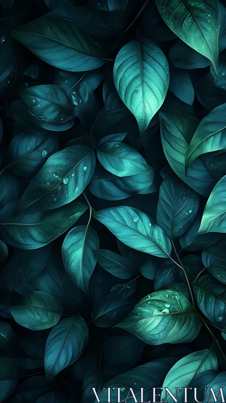 Chromatic foliage array under teal-emerald spectral lighting.