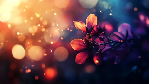 Golden Petals Dance Through Dreamlit Bokeh Realms