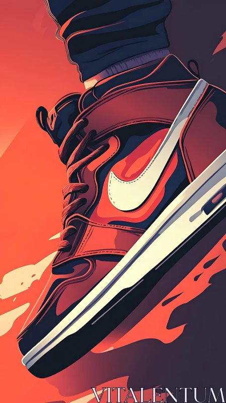 Digital illustration shows a red sneaker in angled close-up