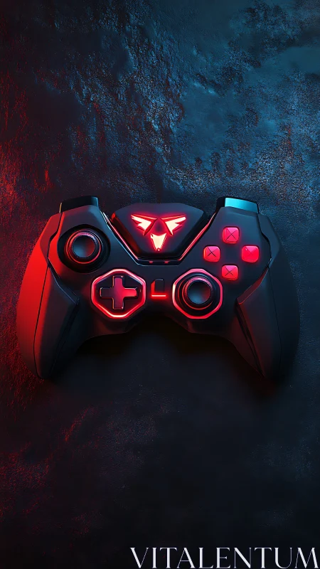 Gaming controller with neon lighting and illuminated interface elements.