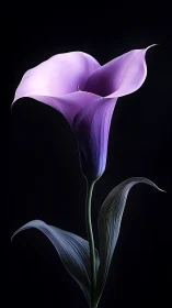 Purple Calla Lily Against Dark Background.