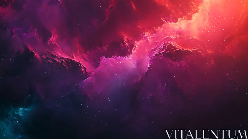 Nebula storm ignites a crimson and violet cosmic sea.