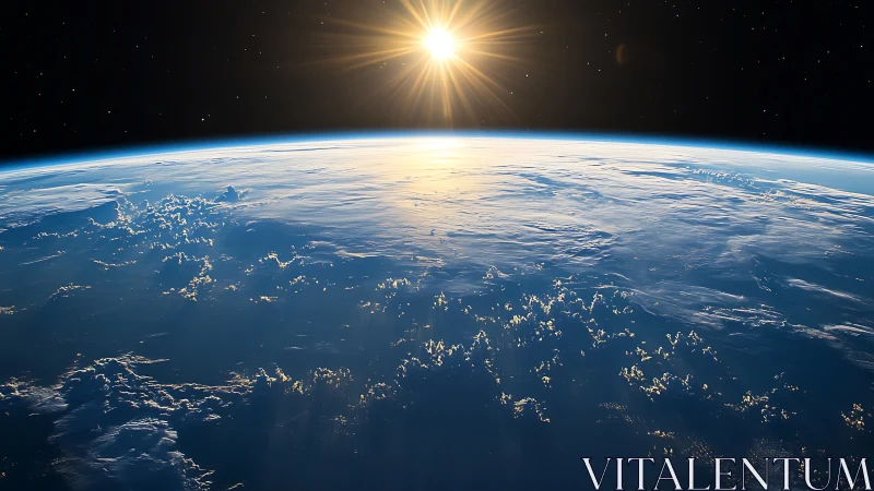 Sunrise crowns the blue Earth in a luminous orbital hush.