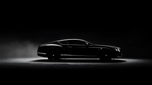 Low-key side profile isolates luxury coupe with rim lighting accents