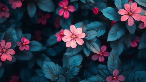 Neon Blooms Dance Through Midnight Garden