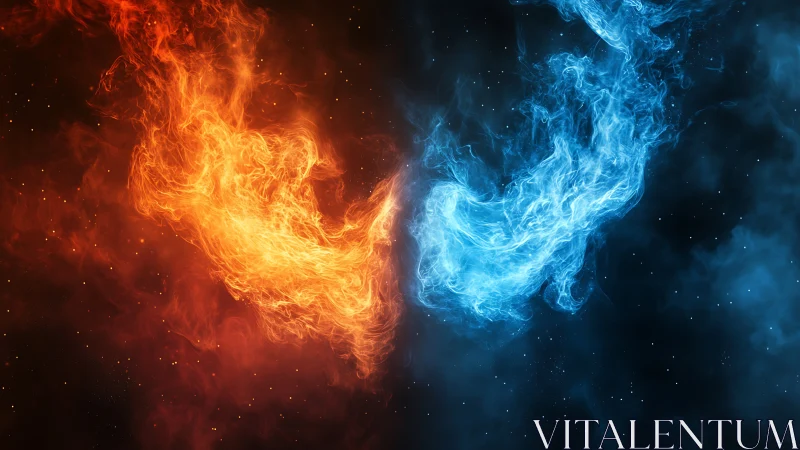 Fire and Ice Collision: Opposing Cosmic Energies Clash.