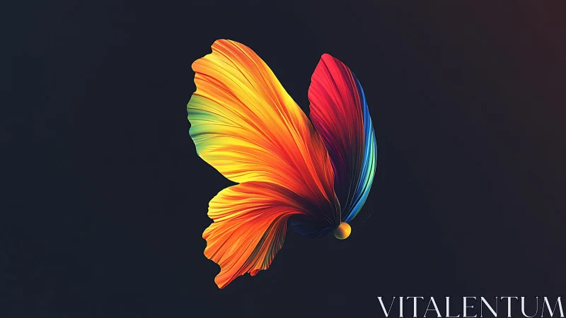 Vibrant abstract butterfly shape on dark background.