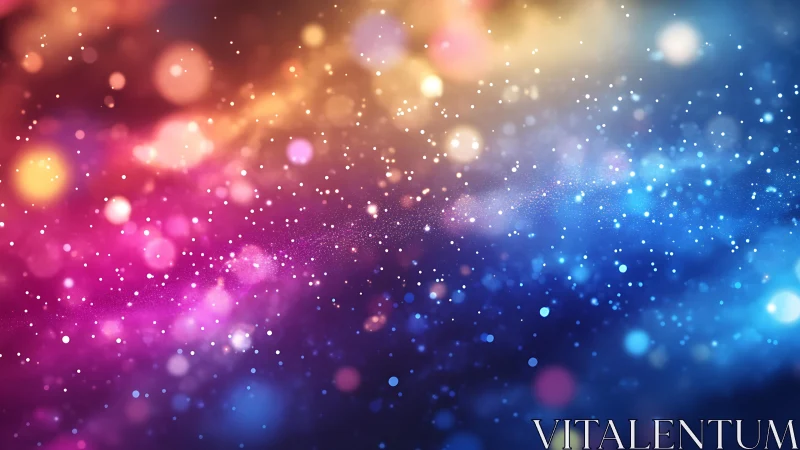 Colorful Abstract Galaxy with Bokeh Lights in Digital Art Style.