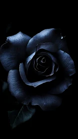 Sculptural Blue Rose with Dramatic Chiaroscuro and Dimensional Petal Geometry