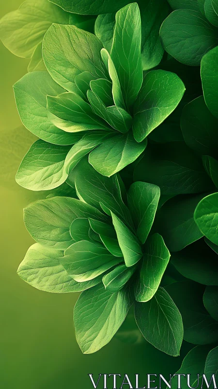 Macro botanical rosette leaves with luminous green gradients.