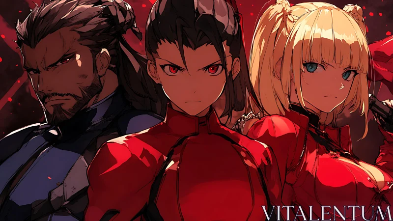 Anime triptych portrait in high-contrast dramatic lighting.